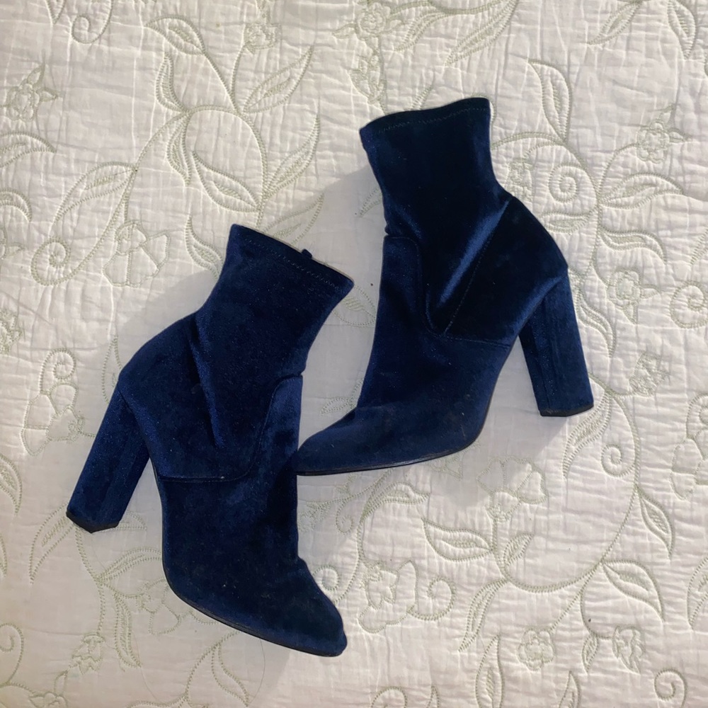 Steve Madden - Blue Velvet Ankle Sock Boots